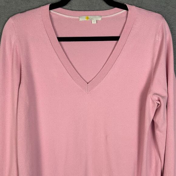 Boden Sweater Womens Large Pink V Neck Preppy Career Minimalist Stretch Comfort - Picture 2 of 12